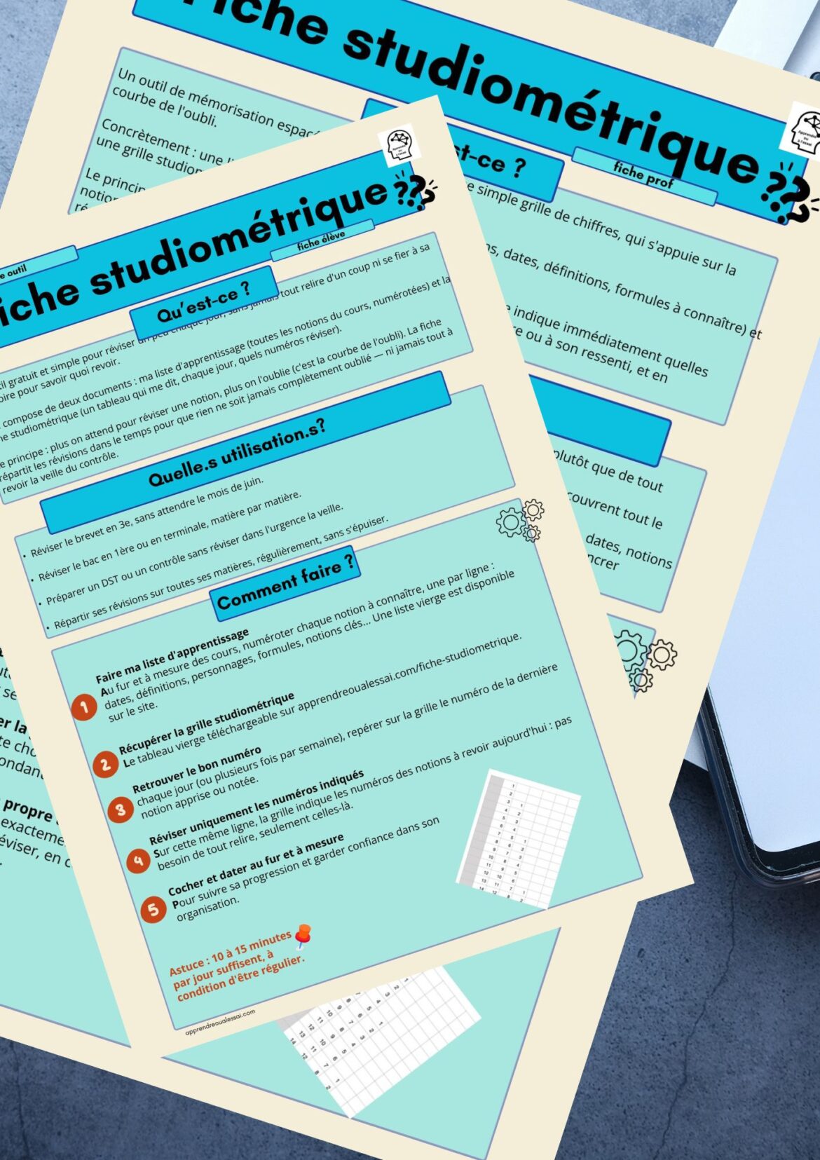 Fiche studiométrique (élèves)